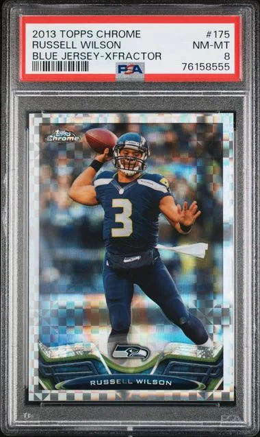 2013 Topps Chrome Russell Wilson, Blue X-Fractor #175 card image