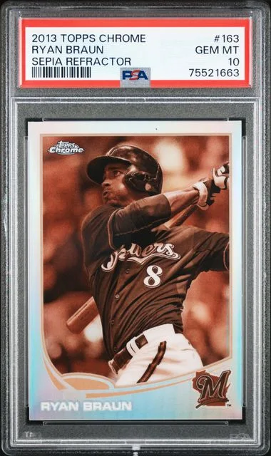 2013 Topps Chrome Ryan Braun Sepia Refractor #163 card image