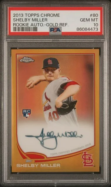 2013 Topps Chrome Shelby Miller Autograph Gold Refractor #80 card image