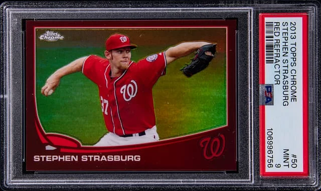 2013 Topps Chrome Stephen Strasburg Red Refractor #50 card image