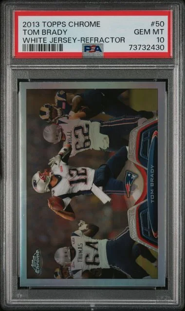 2013 Topps Chrome Tom Brady, White Refractor #50 card image