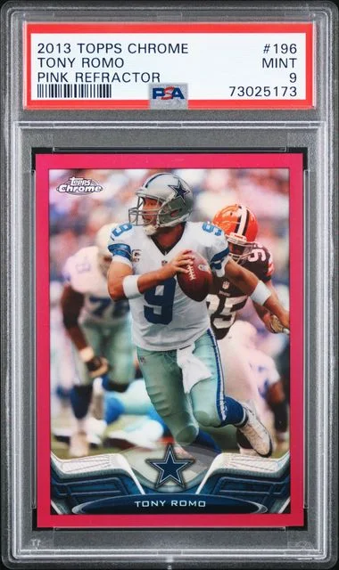 2013 Topps Chrome Tony Romo Pink Refractor #196 card image