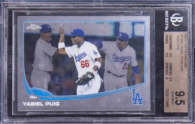2013 Topps Chrome Yasiel Puig High Five Variation #138B card image