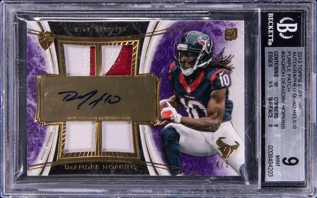 2013 Topps DeAndre Hopkins Supreme Autographed Quad Relics Purple #SAQRDH card image