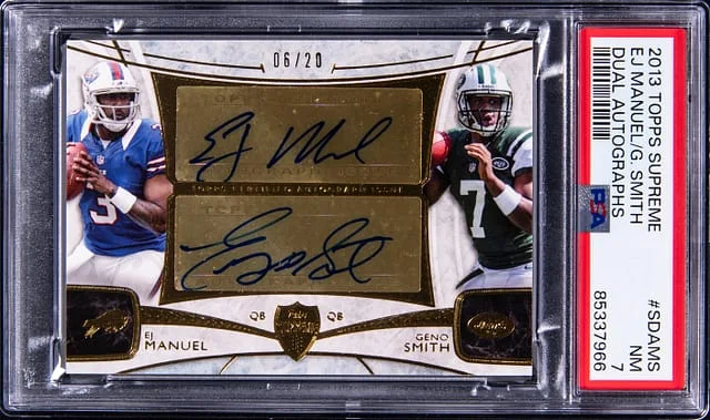 2013 Topps EJ Manuel/Geno Smith Supreme Dual Autographs #SDAMS card image