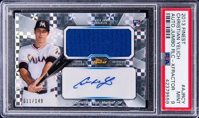 2013 Topps Finest Christian Yelich Autograph Jumbo Relic-Xfractor #AJRCY card image