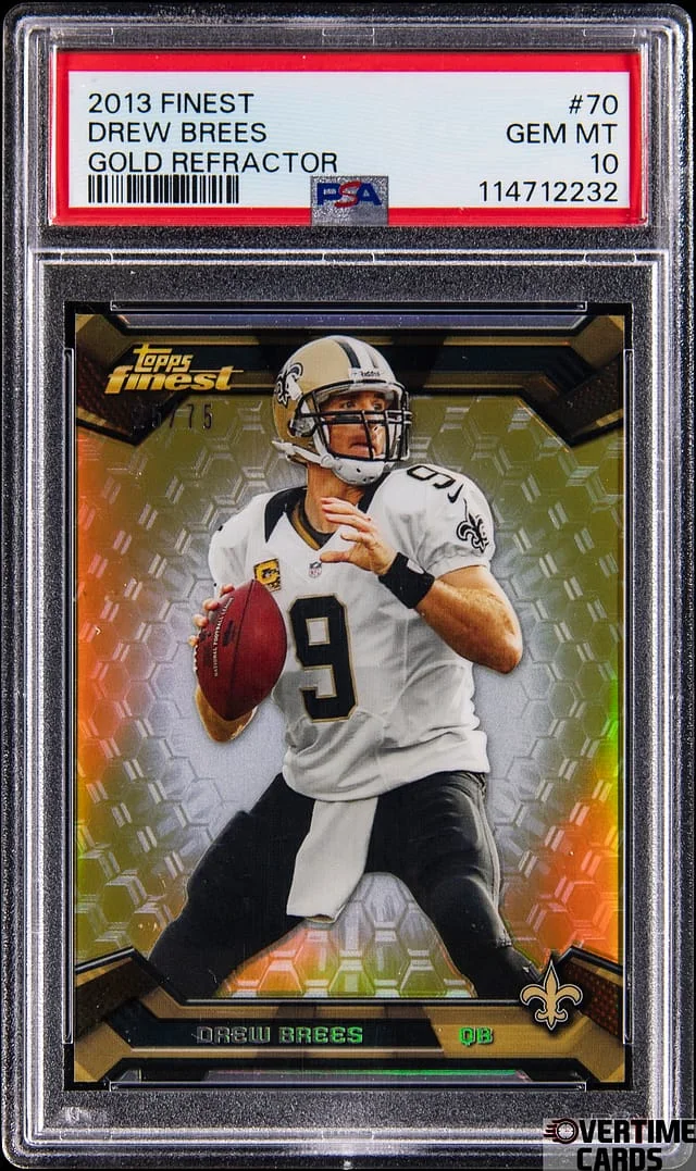 2013 Topps Finest Drew Brees Gold Refractor #70 card image