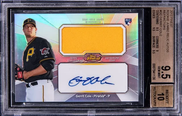 2013 Topps Finest Gerrit Cole Jumbo Relic Autograph Refractor #AJR-GC card image