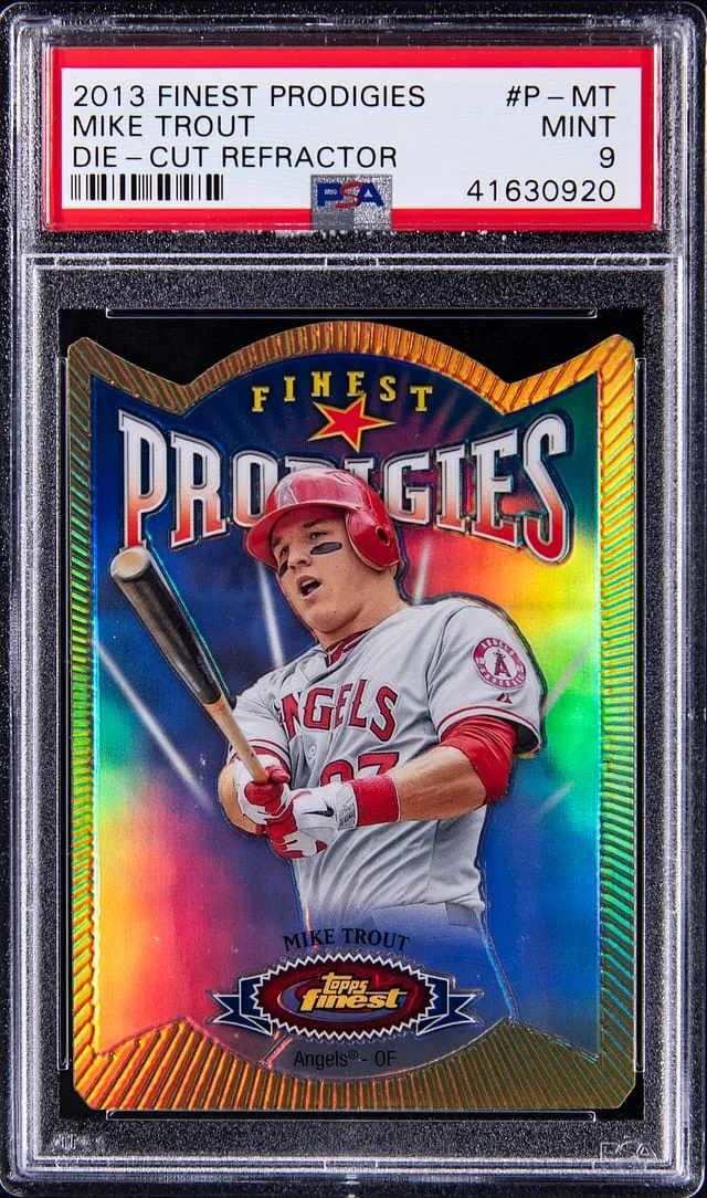 2013 Topps Finest Mike Trout Prodigies Die-Cut Refractor #P-MT card image