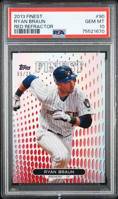 2013 Topps Finest Ryan Braun Red Refractor #90 card image