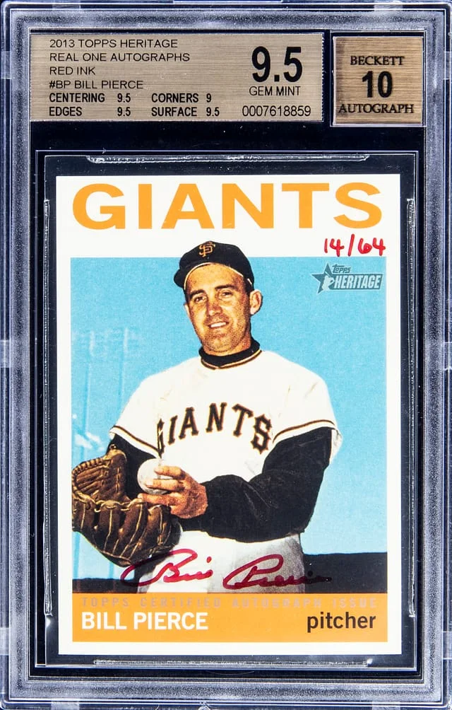 2013 Topps Heritage Real One Bill Pierce Autographs Red Ink #ROA-BP card image