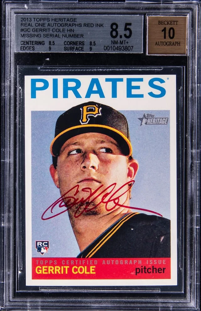 2013 Topps Heritage Real One Gerrit Cole Autographs Red Ink Missing Serial Number #GC card image