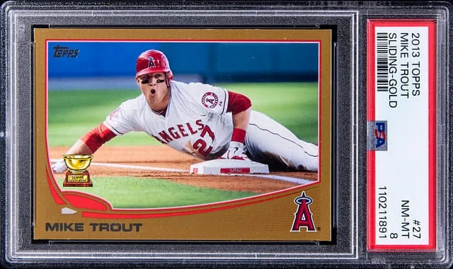 2013 Topps Mike Trout (Sliding) Gold #27 card image
