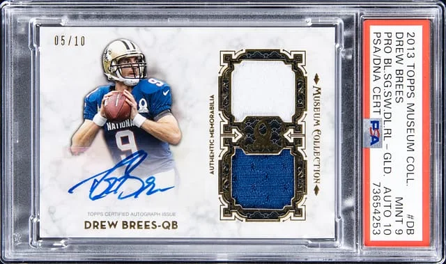 2013 Topps Museum Collection Drew Brees Pro Bowl Signature Swatches Dual Relic Gold #PBSS-DB card image