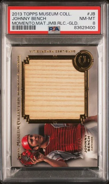 2013 Topps Museum Collection Johnny Bench Game-Used Momentous Material Jumbo Relics Gold #JB card image