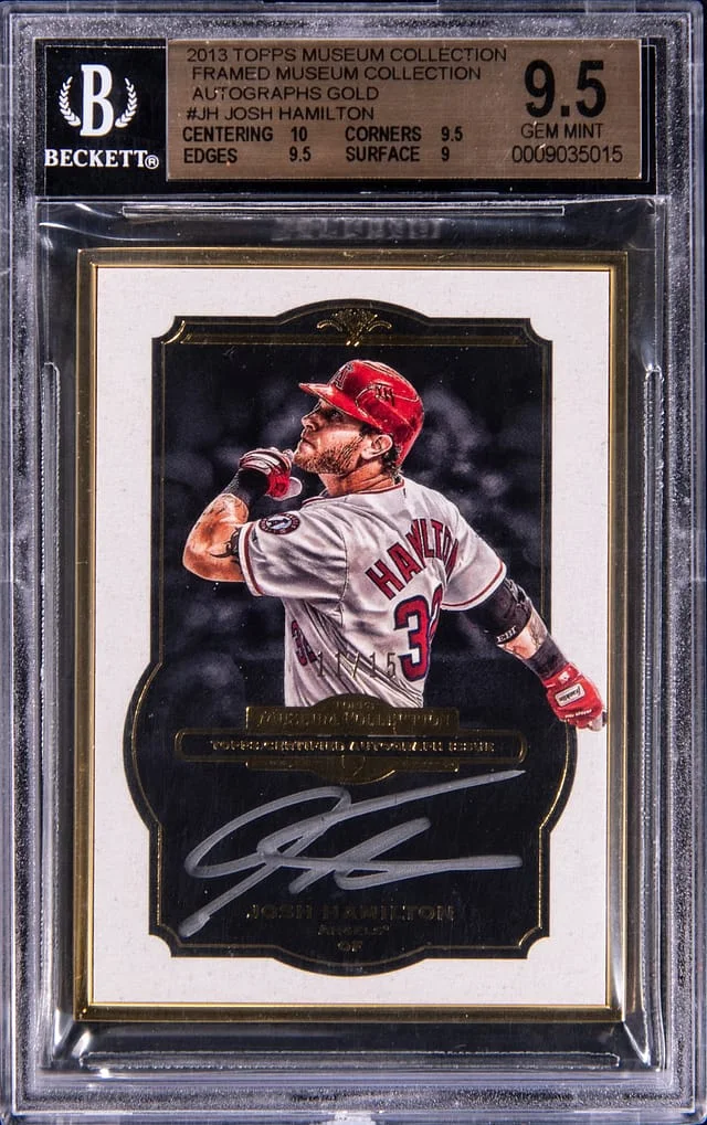 2013 Topps Museum Collection Josh Hamilton Framed Autographs Gold #JH card image