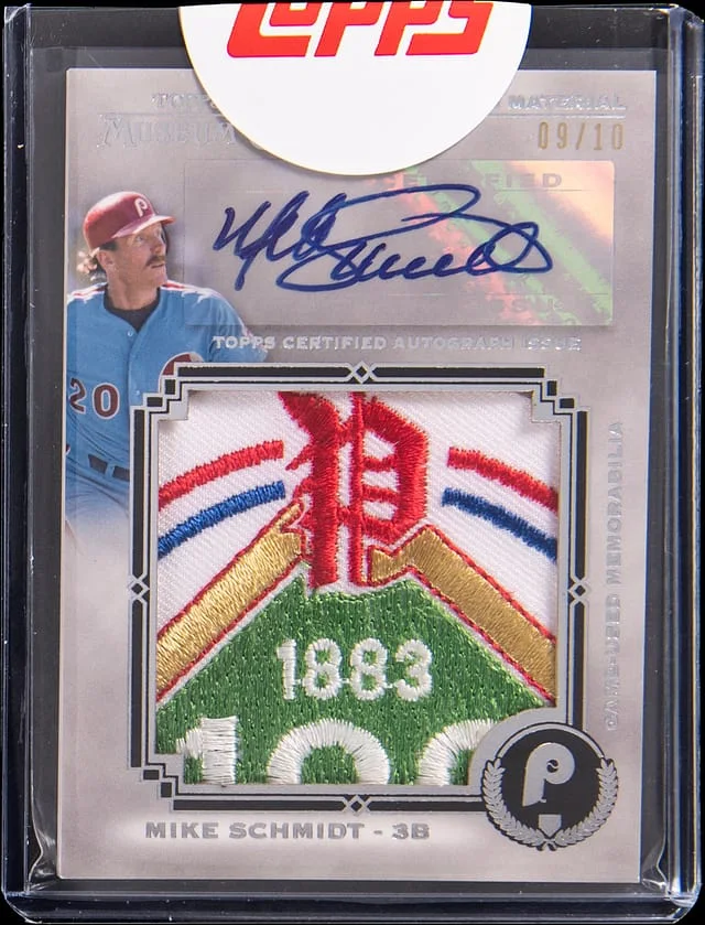 2013 Topps Museum Collection Mike Schmidt Momentous Materials Jumbo Relics Autographs #MMJAR-MS2 card image