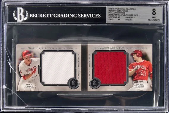 2013 Topps Museum Collection Mike Trout/Mark Trumbo Game-Used Momentous Materials Dual Jumbo Relics #MMDJR-TT card image