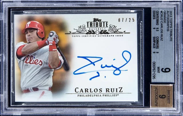 2013 Topps Tribute Carlos Ruiz Orange #TA-CRU2 card image