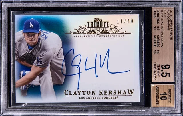 2013 Topps Tribute Clayton Kershaw Autographs Blue #CK2 card image