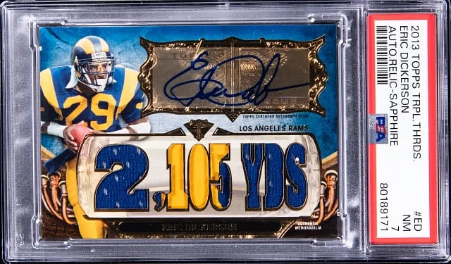 2013 Topps Triple Threads Eric Dickerson Autograph Relic Sapphire #TTAR-ED card image