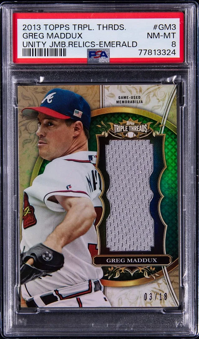 2013 Topps Triple Threads Greg Maddux Unity Jumbo Relics Emerald #GM3 card image