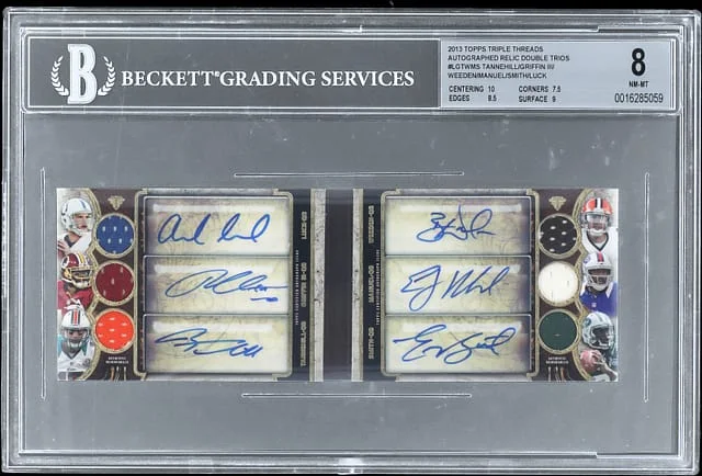 2013 Topps Triple Threads Luck/Griffin/Tannehill/Weeden/Manuel/Smith Multi-Signed Autographed Relic Double Trios #TTARDC-LGTWMS card image