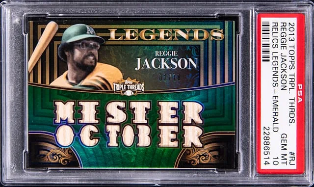 2013 Topps Triple Threads Reggie Jackson Relics Legends Emerald #TTRL-RJ card image