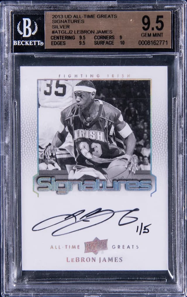 2013 UD All-Time Greats Signatures Silver LeBron James #ATG-LJ2 card image