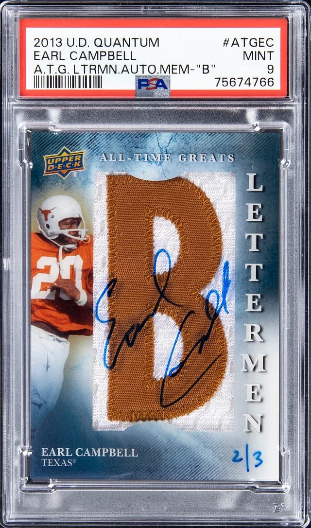 2013 Upper Deck Earl Campbell Quantum All-Time Greats Letterman Autograph Memorabilia #ATG-EC card image