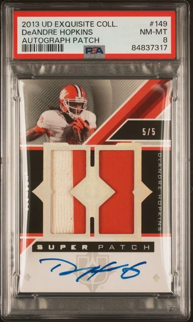 2013 Upper Deck Exquisite Collection Deandre Hopkins Autograph Patch #149 card image