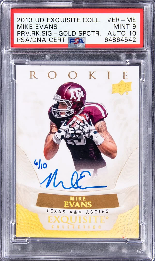 2013 Upper Deck Exquisite Collection Mike Evans Preview Signatures Gold Spectrum #ER-ME card image