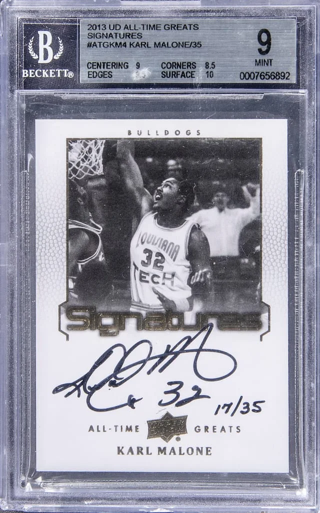 2013 Upper Deck Karl Malone All-Time Greats Signatures #ATGKM4 card image