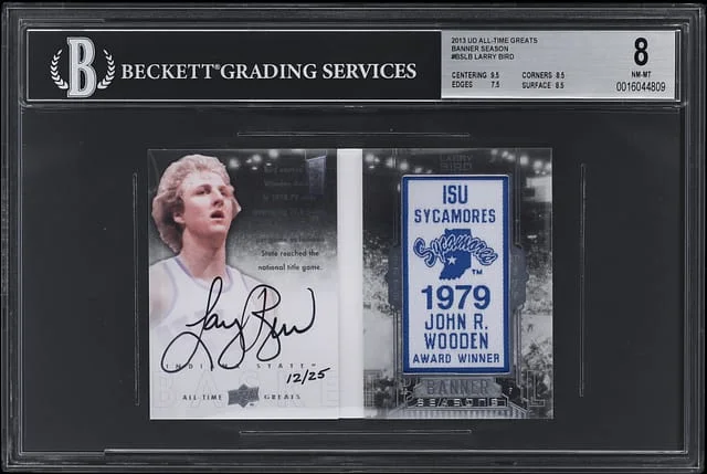 2013 Upper Deck Larry Bird All-Time Greats Banner Season Booklets #BS-LB card image