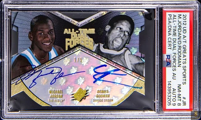 2013 Upper Deck Michael Jordan/Dennis Rodman All-Time Greats Dual Forces Autograph #ATF2-JR card image
