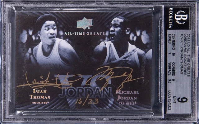 2013 Upper Deck Michael Jordan/Isiah Thomas All-Time Greats Jordan Vs. Signatures #JVSJT card image