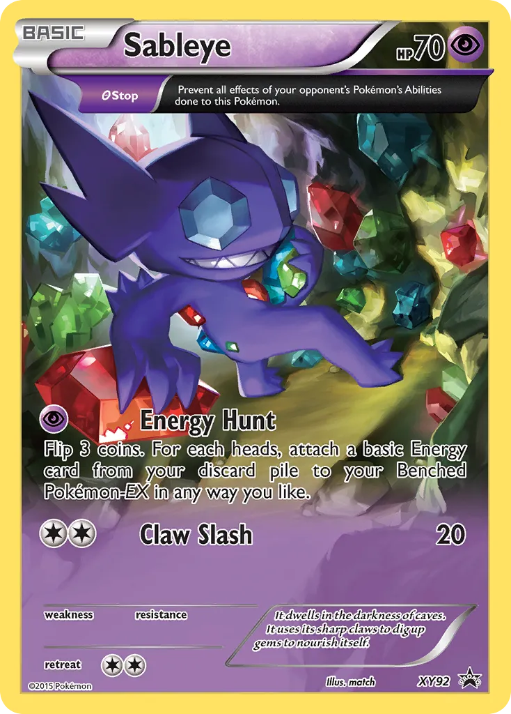 2013 XY Black Star Promos Sableye #XY92 card image