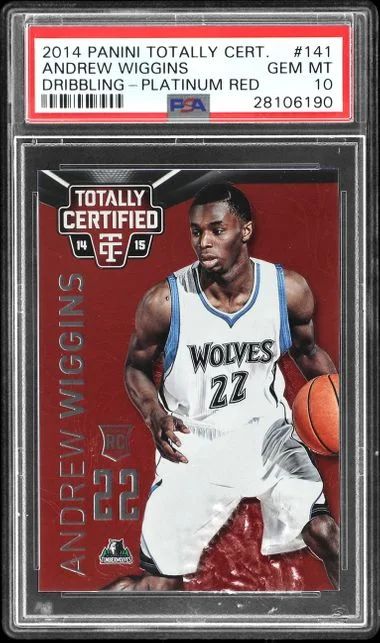 2014-15 Panini Andrew Wiggins, Dribbling Totally Certified Platinum Red #141 card image
