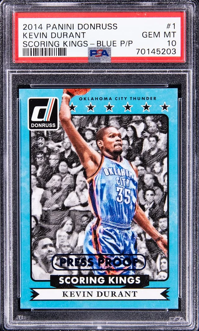 2014-15 Panini Donruss Kevin Durant Scoring Kings Bule Press Proof #1 card image