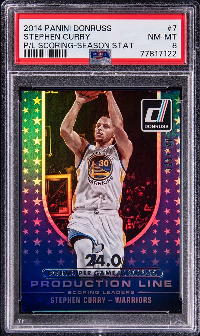 2014-15 Panini Donruss Stephen Curry Production Line Scoring Season Stats #7 card image
