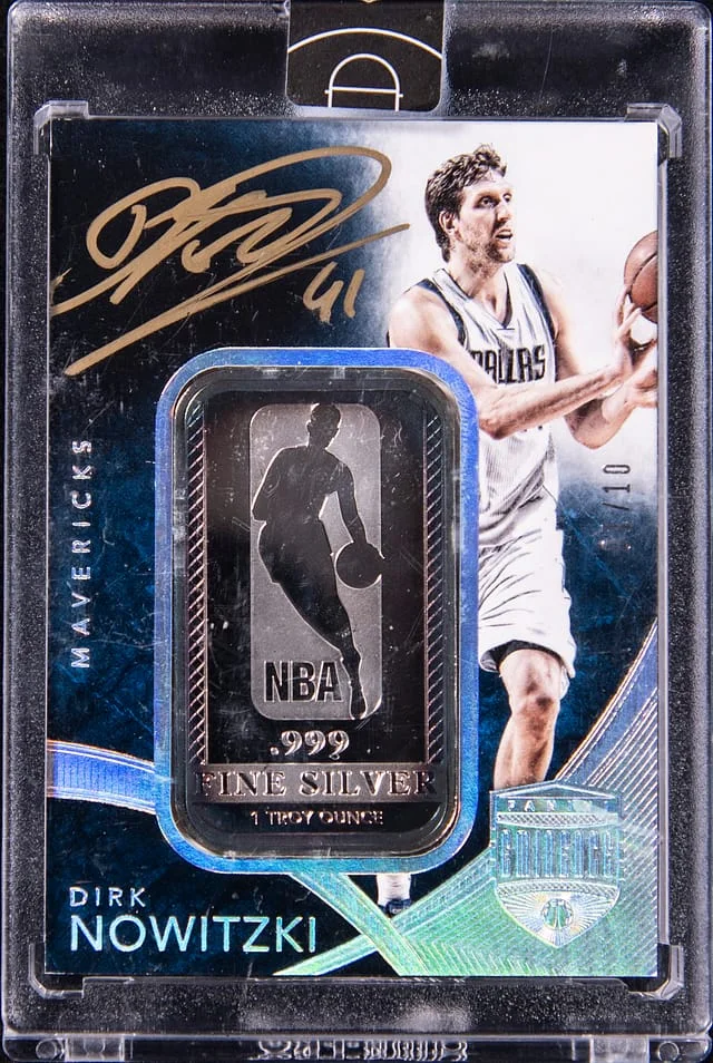2014-15 Panini Eminence Dirk Nowitzki Logoman Autographs Silver #LA-DNW card image
