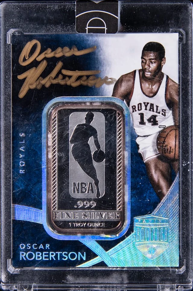 2014-15 Panini Eminence Oscar Robertson Logoman Autograph Silver #LA-ORB card image