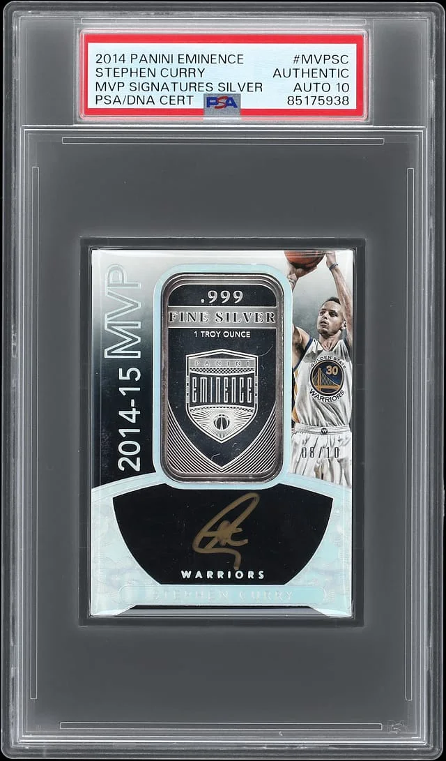 2014-15 Panini Eminence Stephen Curry MVP Signatures Silver #MVP-SC card image