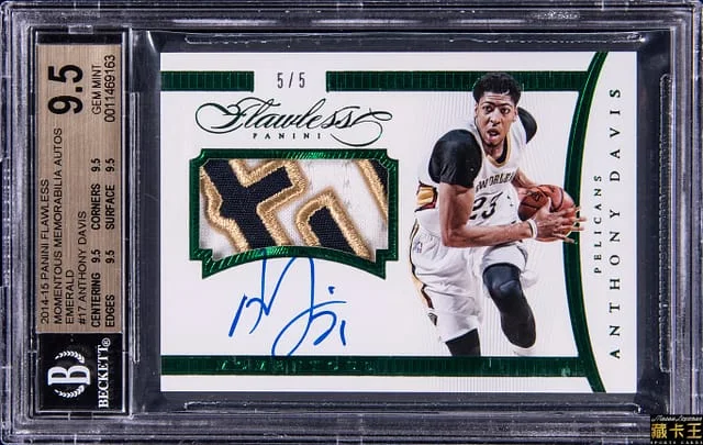 2014-15 Panini Flawless Anthony Davis Momentous Memorabilia Autographs Emerald #MA-ADA card image