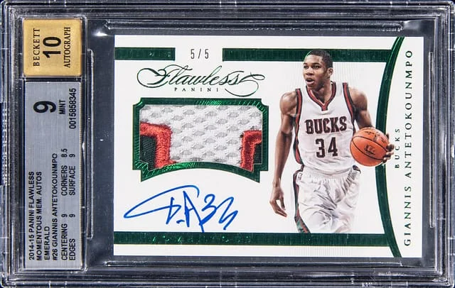 2014-15 Panini Flawless Giannis Antetokounmpo Momentous Memorabilia Autographs Ruby #MA-GA card image