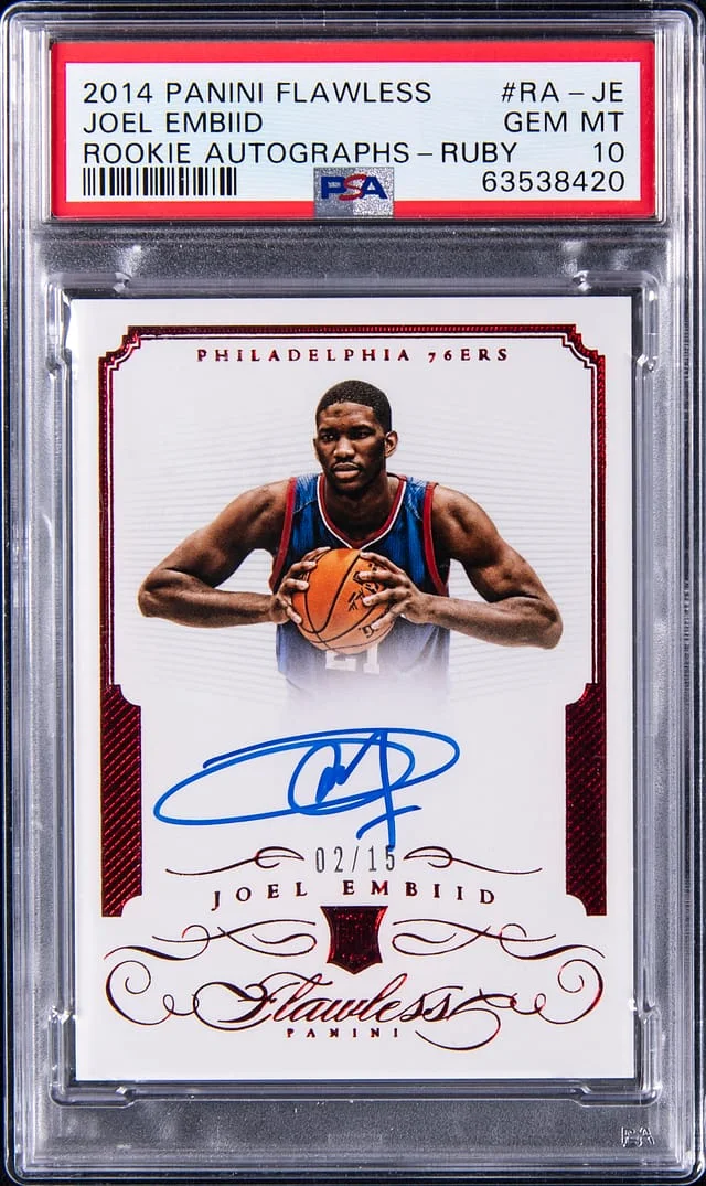 2014-15 Panini Flawless Joel Embiid Autograph Ruby #RA-JE card image