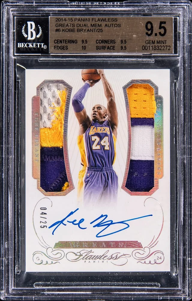 2014-15 Panini Flawless Kobe Bryant Greats Dual Memorabilia Autograph #GDM-KB card image