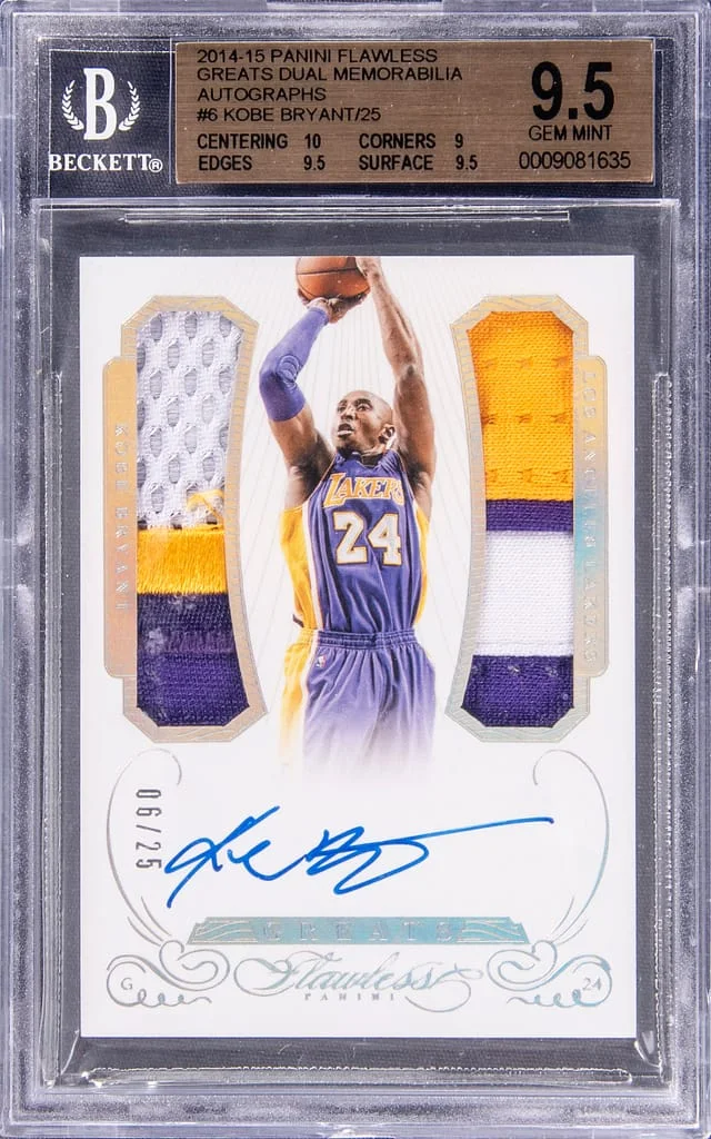 2014-15 Panini Flawless Kobe Bryant Greats Dual Memorabilia Autographs #GMD-KB card image