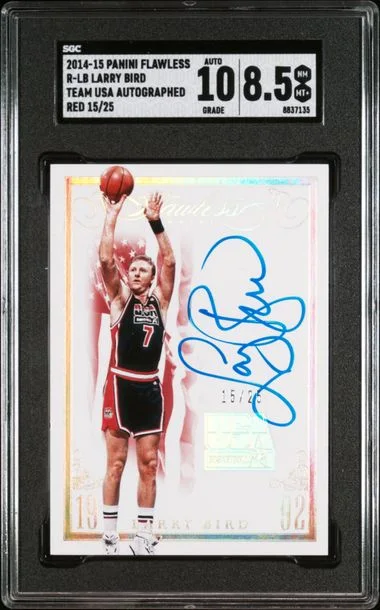 2014-15 Panini Flawless Larry Bird Team USA Autographed Red #R-LB card image