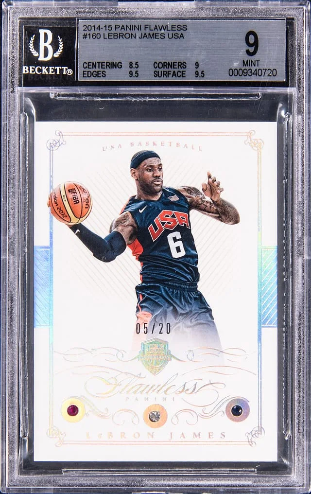 2014-15 Panini Flawless LeBron James Ruby, Sapphire, Diamond Triple Jewel USA #160 card image